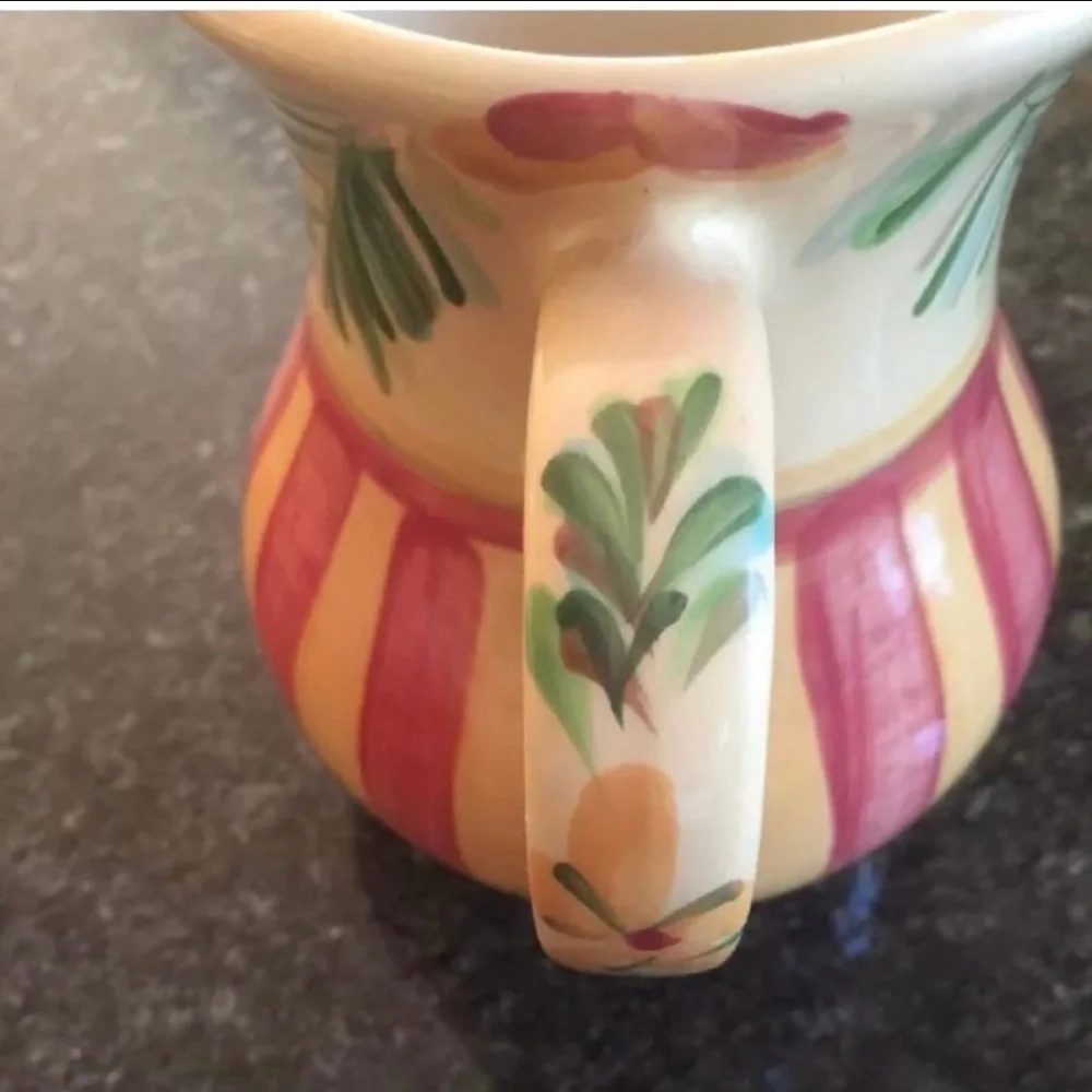 NWOT Retired Southern Living Gail Pittman Sienna Pitcher Yellow Red Farmhouse